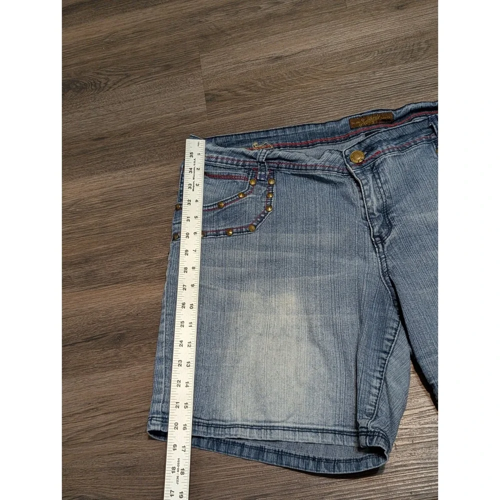 Southpole‎ Womens Plus Size 22 Denim Shorts Light Wash Studded Y2K Streetwear